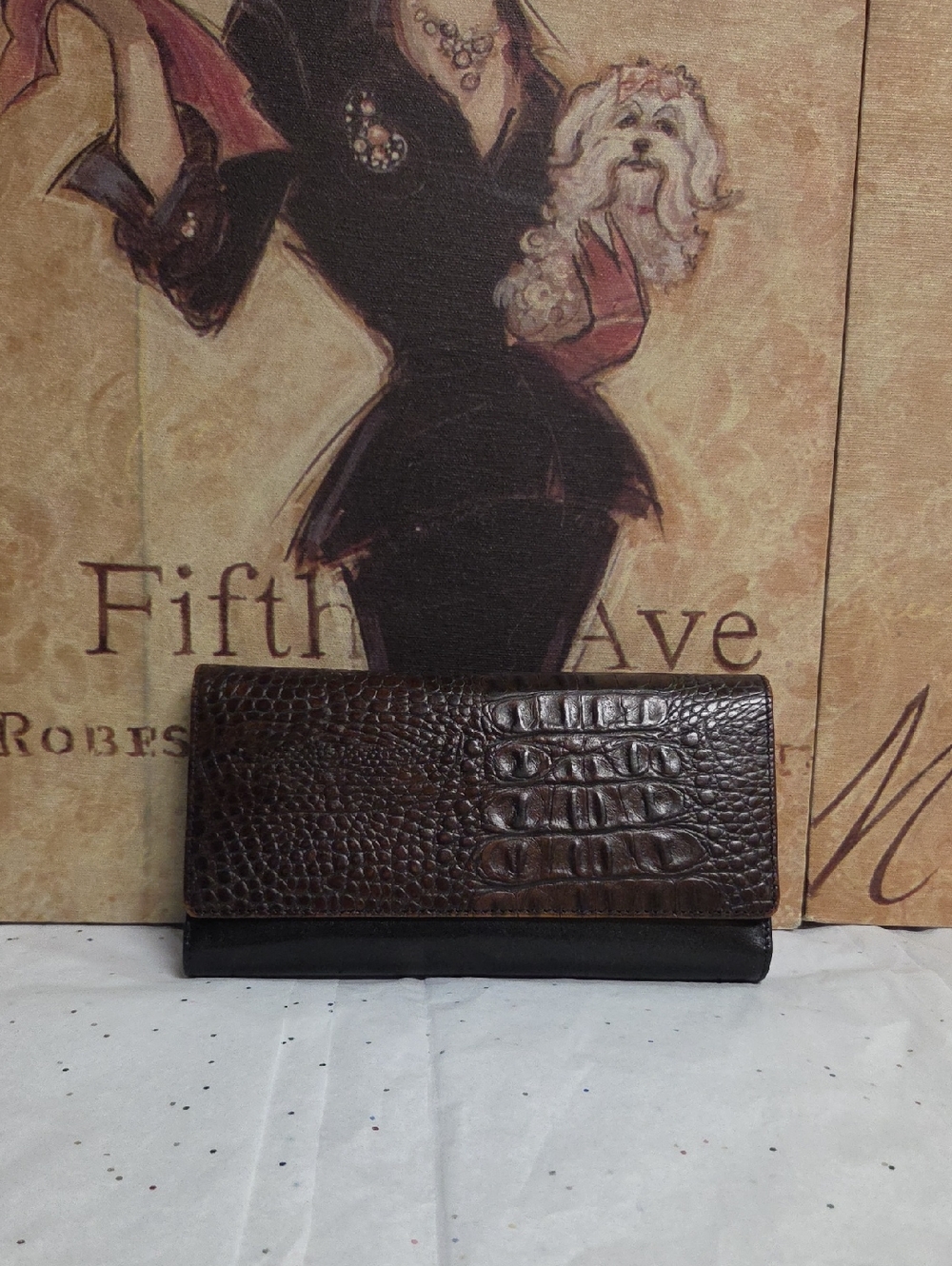Vintage Two Toned Brahmin Trifold Wallet